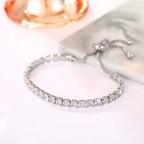 Adjustable tennis bracelet in black sparkling crystal style