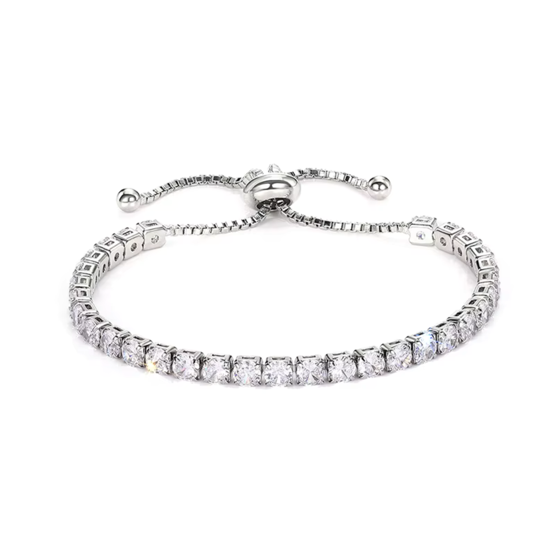 Adjustable tennis bracelet in black sparkling crystal style