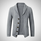 Men knit button cardigan long sleeve in light grey, beige and black