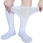 Lymphedema & diabetes socks extra wide non-binding white calf length one size