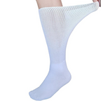 Lymphedema & diabetes socks extra wide non-binding white calf length one size