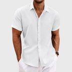 Men's linen shirt lightweight breathable short sleeve summer casual