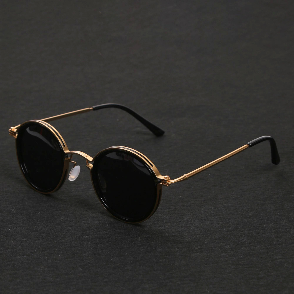 Metal frame polarized sunglasses anti-reflective lenses in gold gun metal turtle