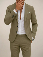 Men 2 Piece Slim Fit Suit classic lapels tailored jacket and trousers