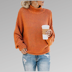 Women high neck sweater draped fit lightweight knit