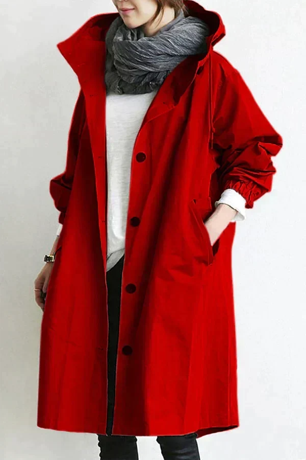 Women's waterproof rain coat with oversized hood, urban style
