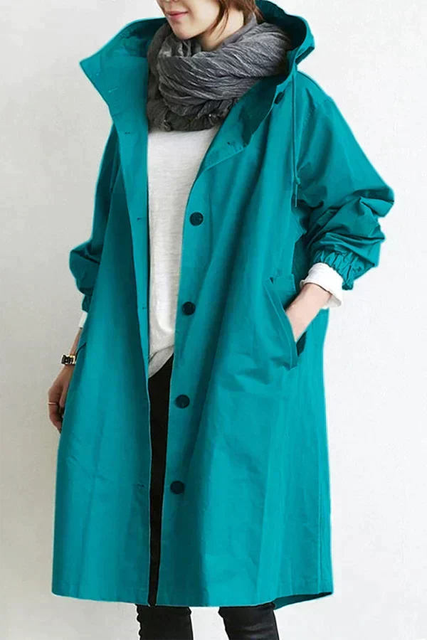 Women's waterproof rain coat with oversized hood, urban style