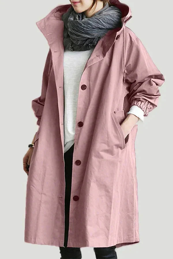 Women's waterproof rain coat with oversized hood, urban style