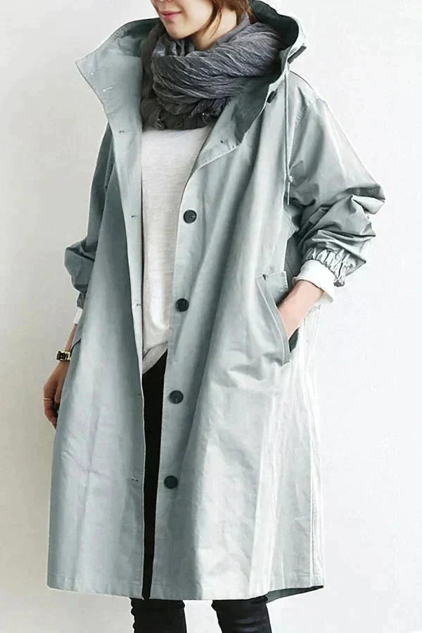 Women's waterproof rain coat with oversized hood, urban style