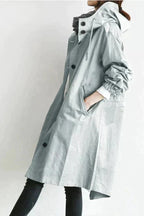 Women's waterproof rain coat with oversized hood, urban style