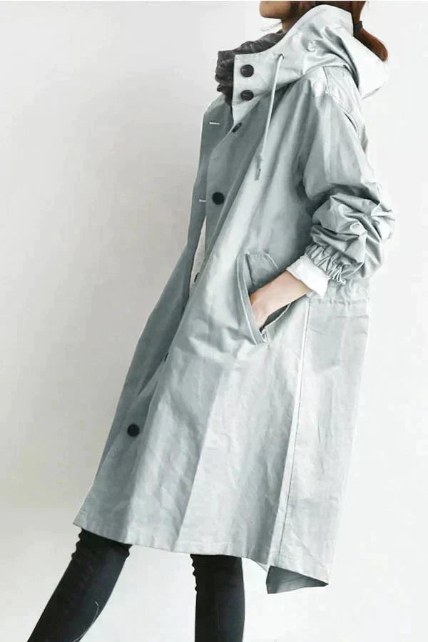 Women's waterproof rain coat with oversized hood, urban style