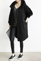 Women's waterproof rain coat with oversized hood, urban style