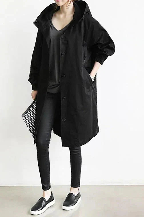 Women's waterproof rain coat with oversized hood, urban style