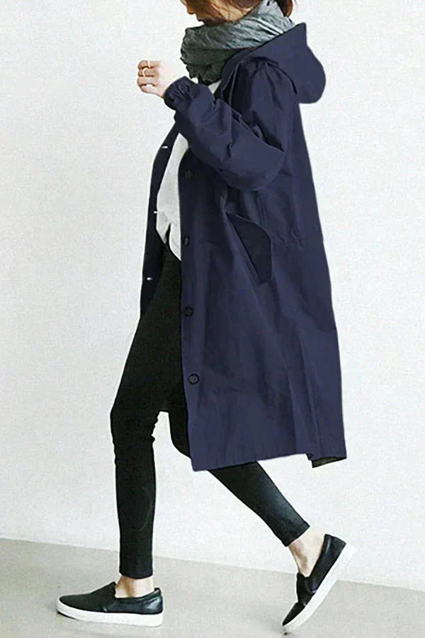 Women's waterproof rain coat with oversized hood, urban style