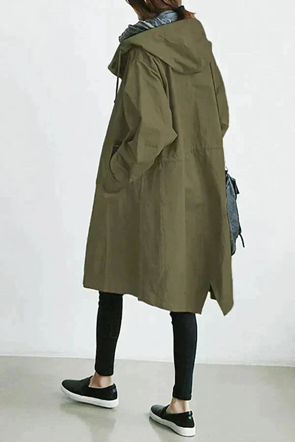 Women's waterproof rain coat with oversized hood, urban style
