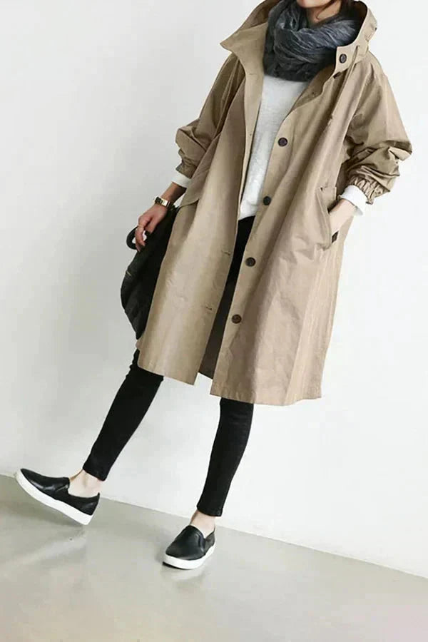 Women's waterproof rain coat with oversized hood, urban style