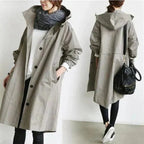 Women's waterproof rain coat with oversized hood, urban style