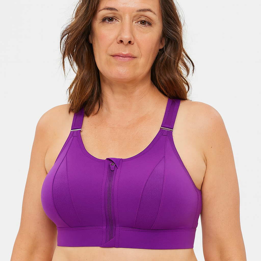Women wire free sports bra high support wide straps moisture wicking