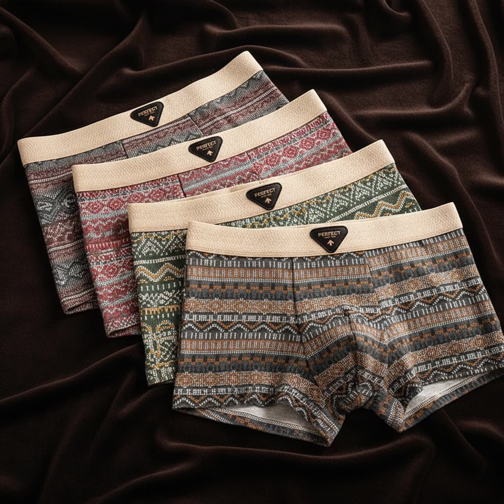 Men organic cotton boxer briefs with mesh ventilation and contoured U-pouch
