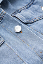 Women oversized denim shirt with full button placket and chest pockets