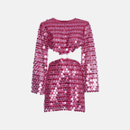 Women sequin mini dress with flared sleeves and waist cut-out detail