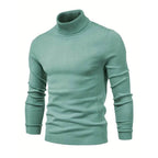 Men ribbed knit turtleneck sweater long sleeve warm pullover
