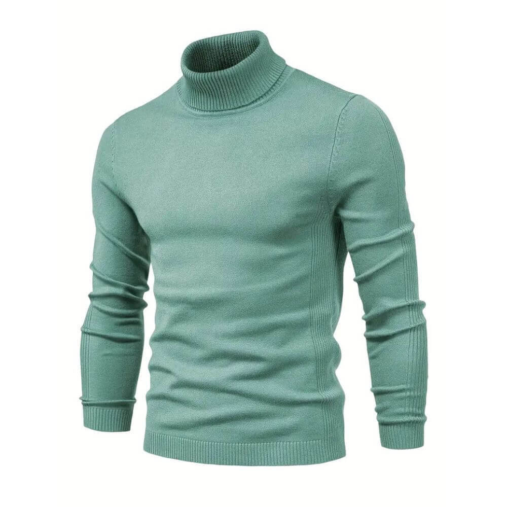 Men ribbed knit turtleneck sweater long sleeve warm pullover
