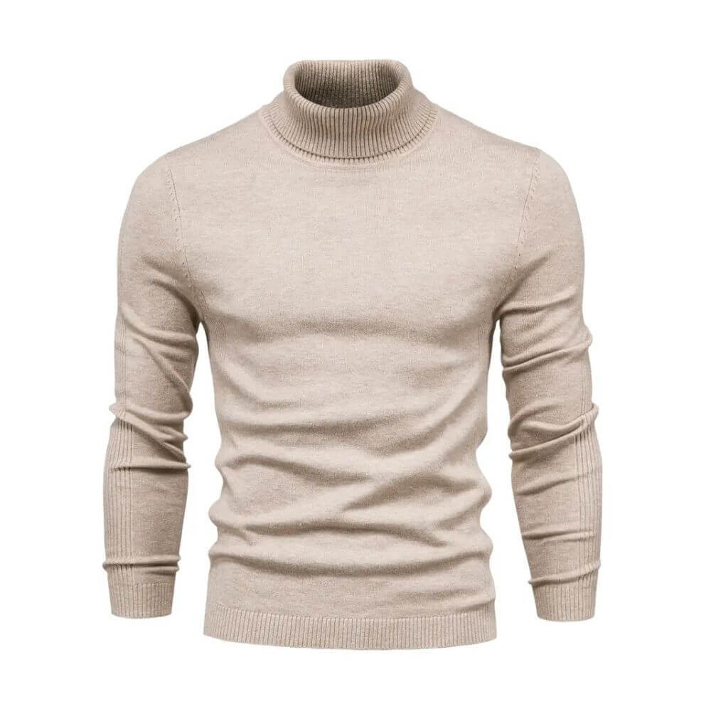 Men ribbed knit turtleneck sweater long sleeve warm pullover