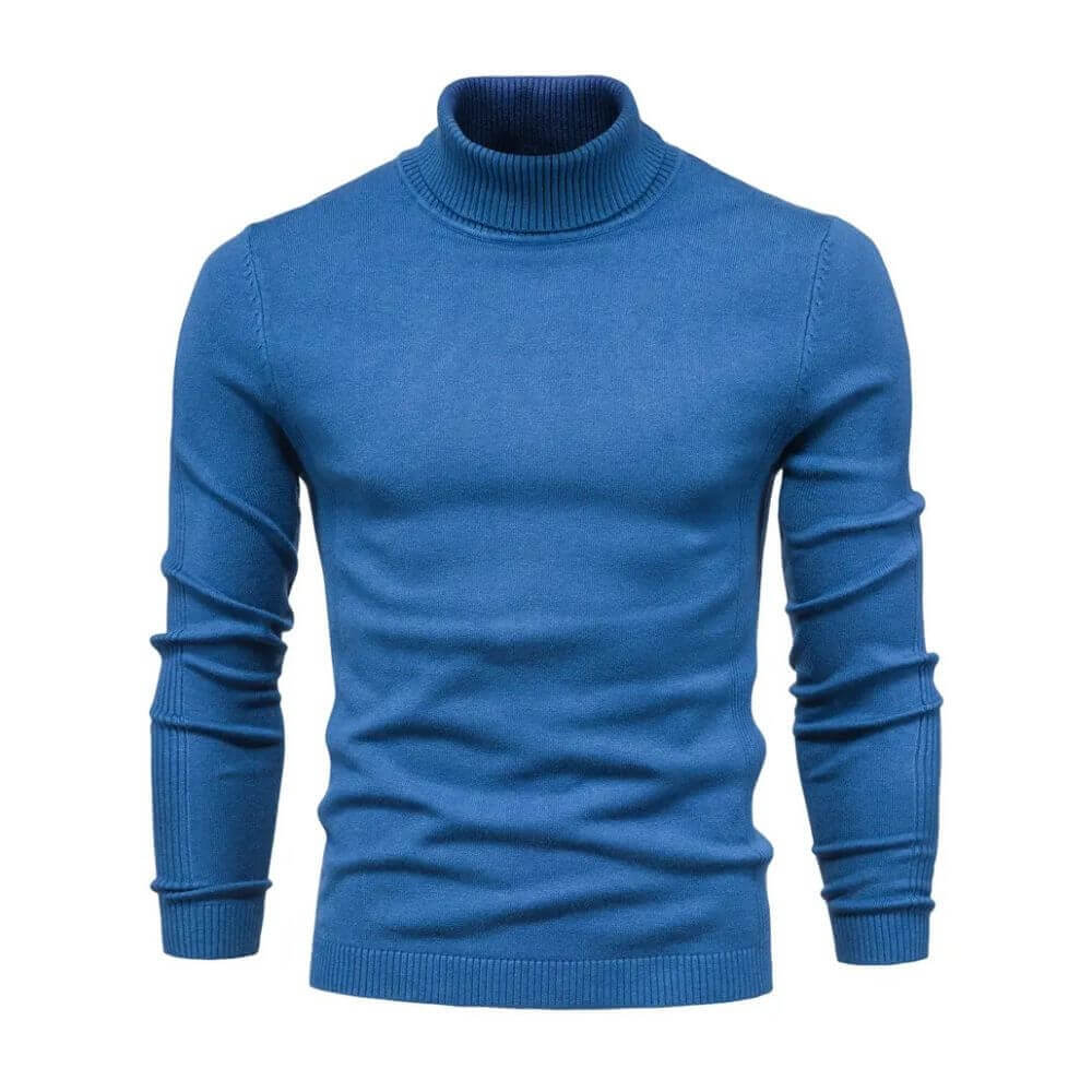Men ribbed knit turtleneck sweater long sleeve warm pullover