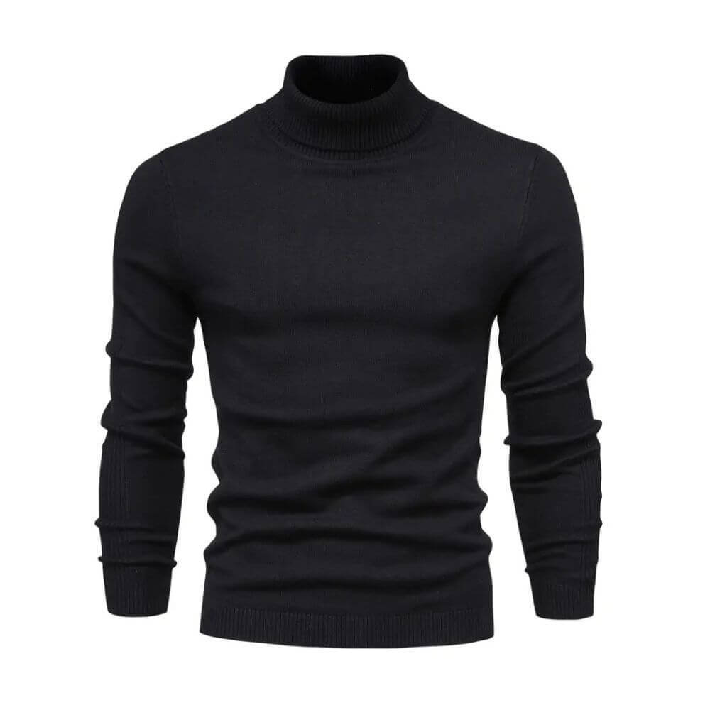 Men ribbed knit turtleneck sweater long sleeve warm pullover