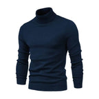 Men ribbed knit turtleneck sweater long sleeve warm pullover