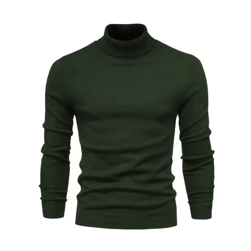 Men ribbed knit turtleneck sweater long sleeve warm pullover