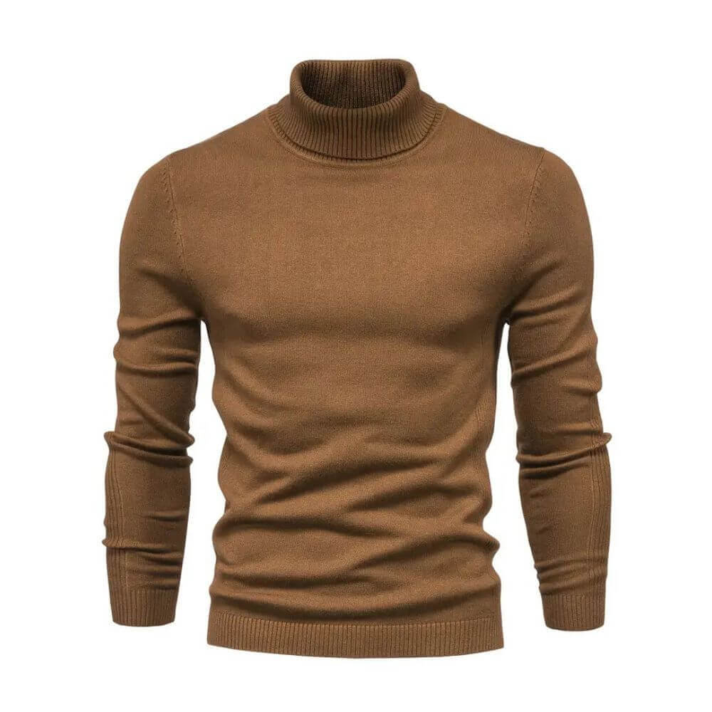 Men ribbed knit turtleneck sweater long sleeve warm pullover