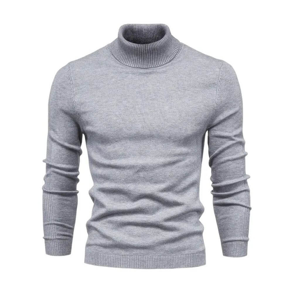 Men ribbed knit turtleneck sweater long sleeve warm pullover