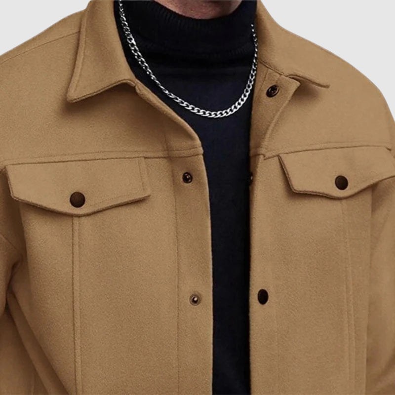 Men shirt jacket with collar and chest pockets regular fit