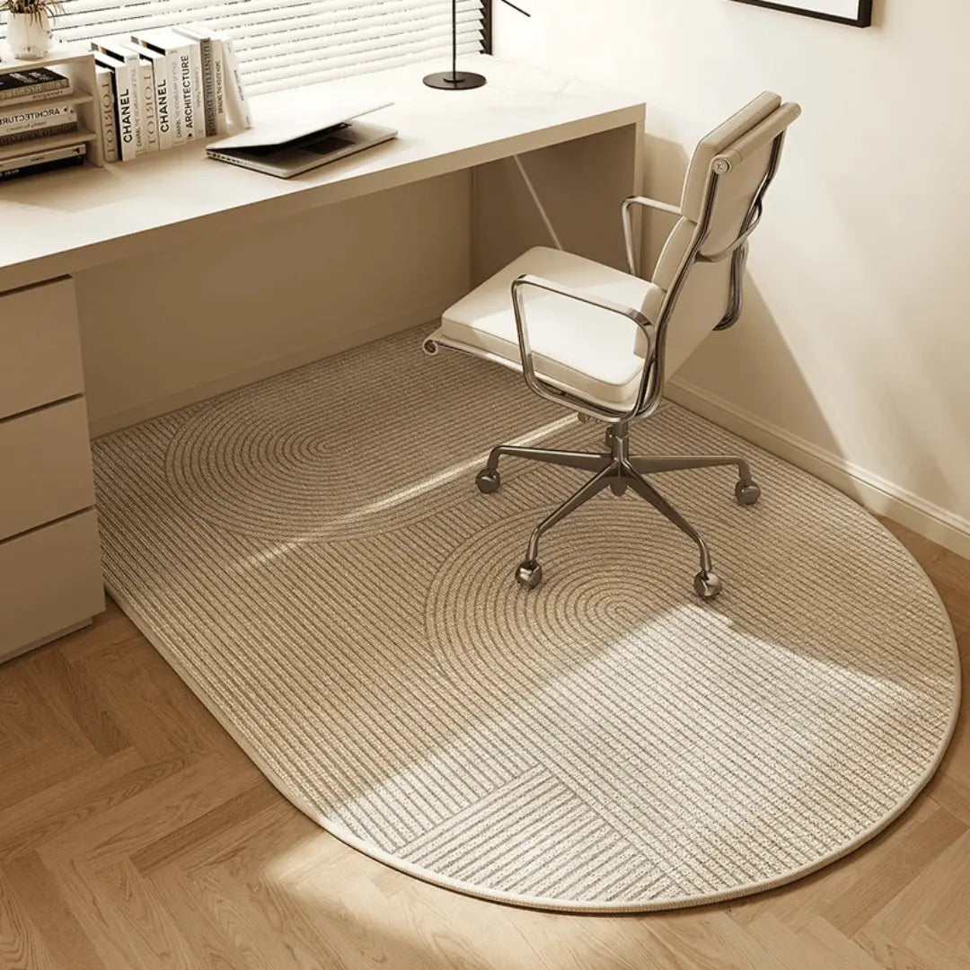 Office chair mat with non-slip backing for floor protection, polyester fleece geometric design