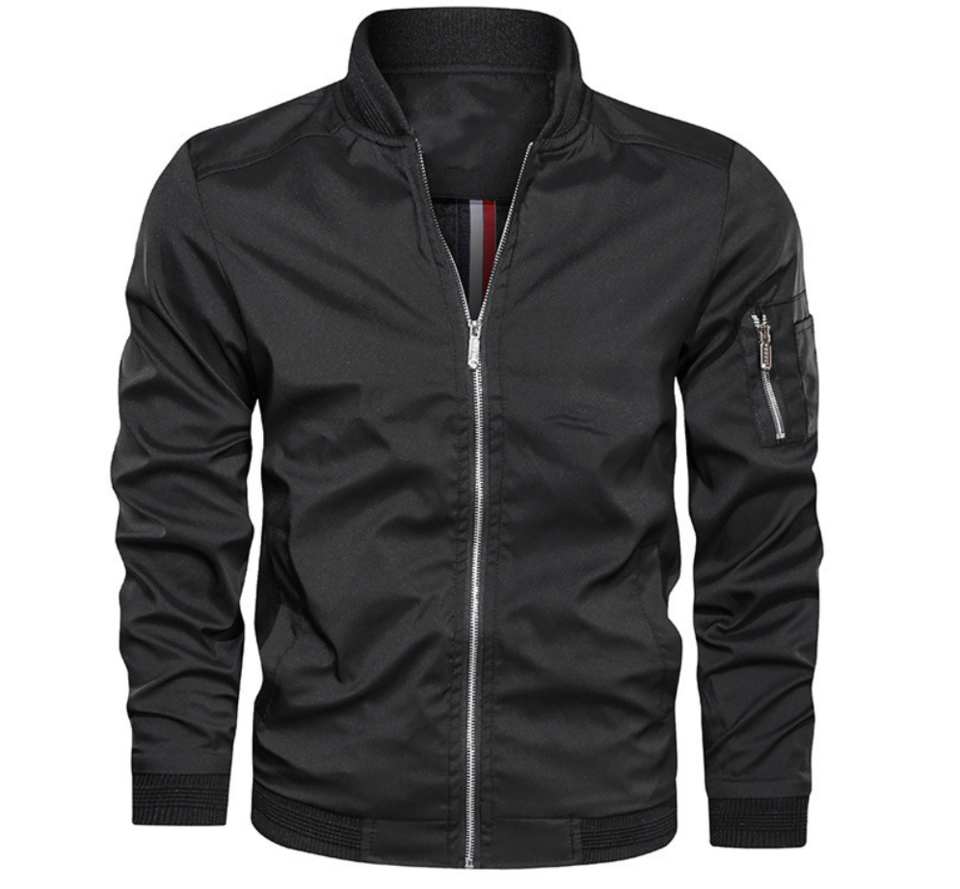 Men lightweight bomber jacket casual relaxed fit in black khaki red