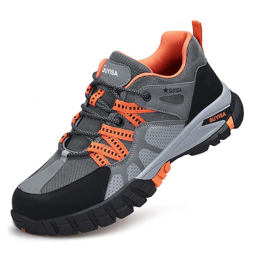 Men's steel toe safety shoes anti-smash slip-resistant grey work shoes