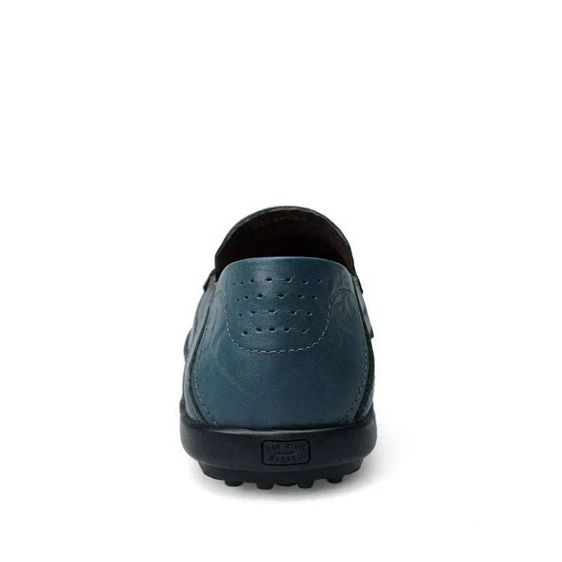 Men's genuine leather loafers Italian style slip-on, available in black, blue, tan and coffee