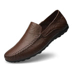 Men's genuine leather loafers Italian style slip-on, available in black, blue, tan and coffee