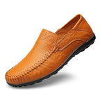 Men's genuine leather loafers Italian style slip-on, available in black, blue, tan and coffee