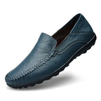 Men's genuine leather loafers Italian style slip-on, available in black, blue, tan and coffee