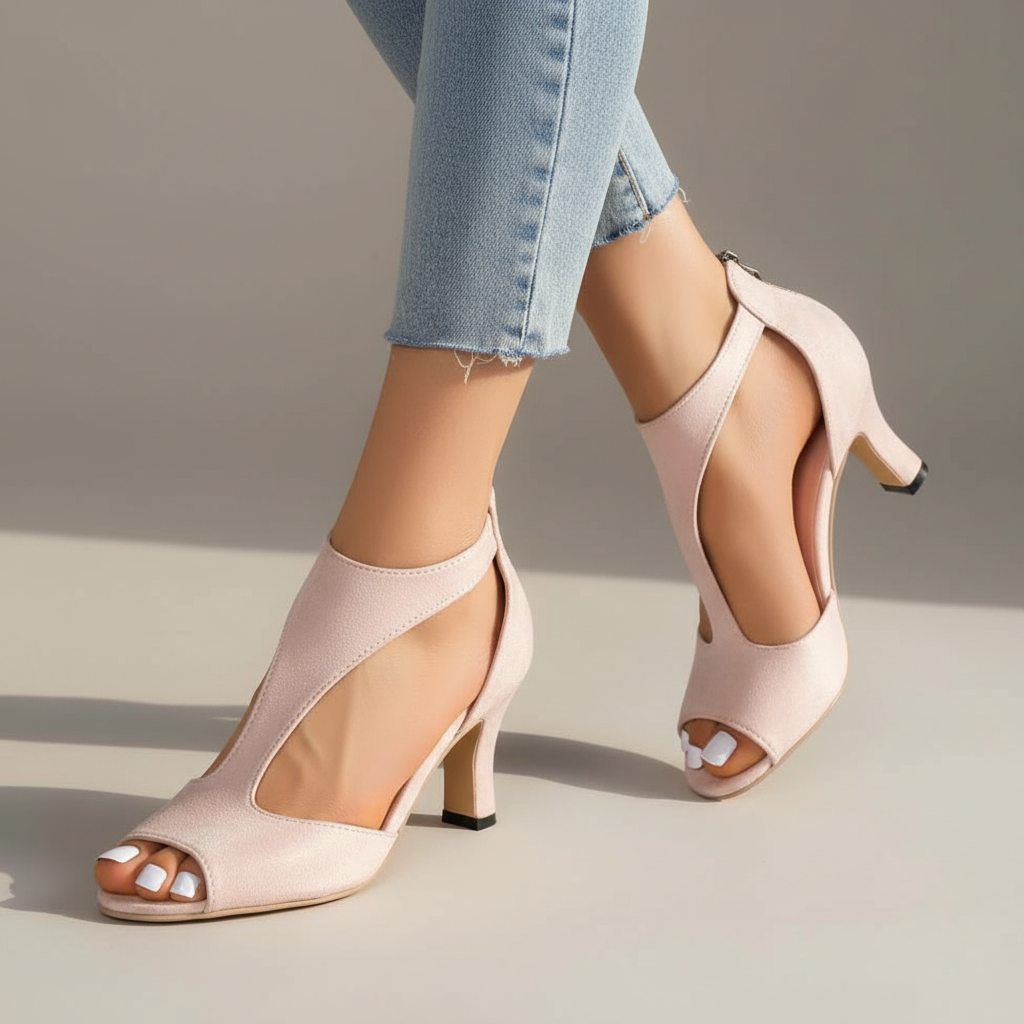 Women orthopedic heels with supportive rear and stable heel design