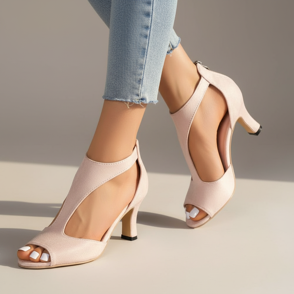 Women orthopedic heels with supportive rear and stable heel design