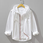Men Egyptian cotton hooded jacket relaxed tailored fit utility style