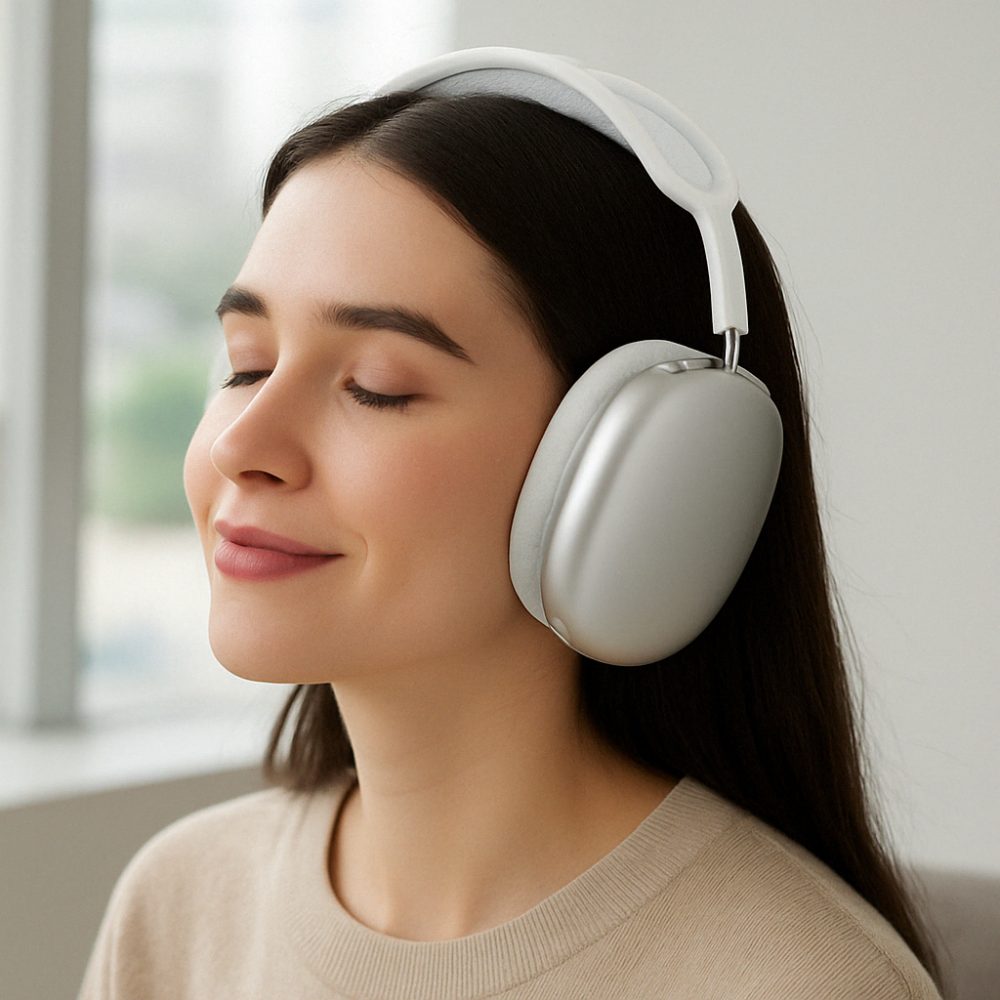 Wireless noise cancelling over-ear headphones with Bluetooth 5.4 and built-in microphone