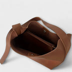 Women shoulder bag monochrome PU with wide strap in brown and black