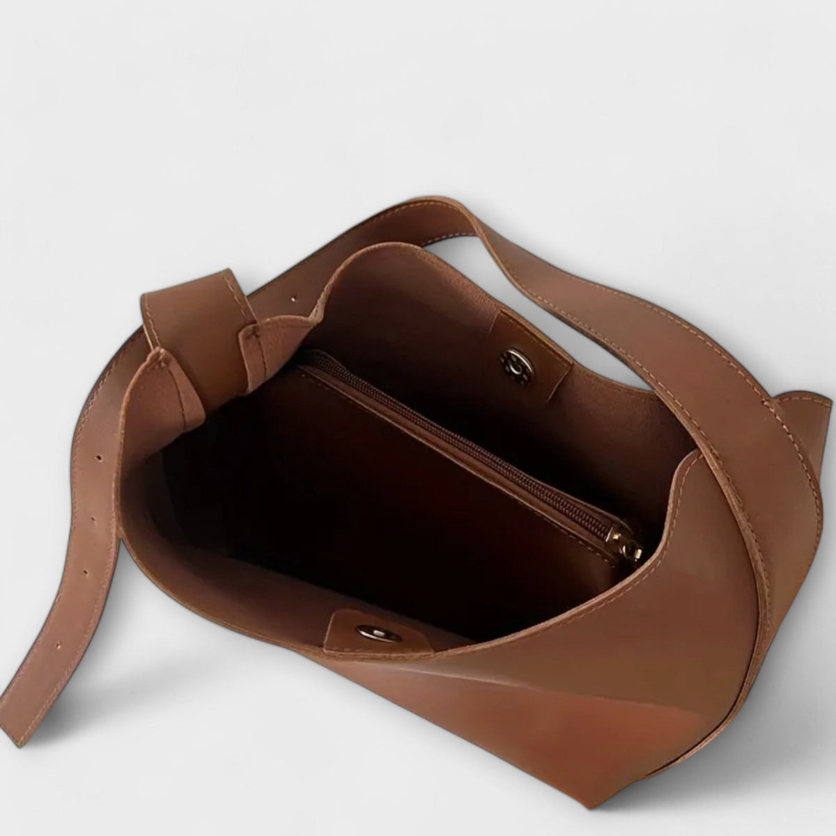 Women shoulder bag monochrome PU with wide strap in brown and black