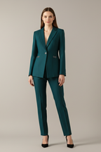 Women's blazer set with one button and straight trousers, smart casual two-piece