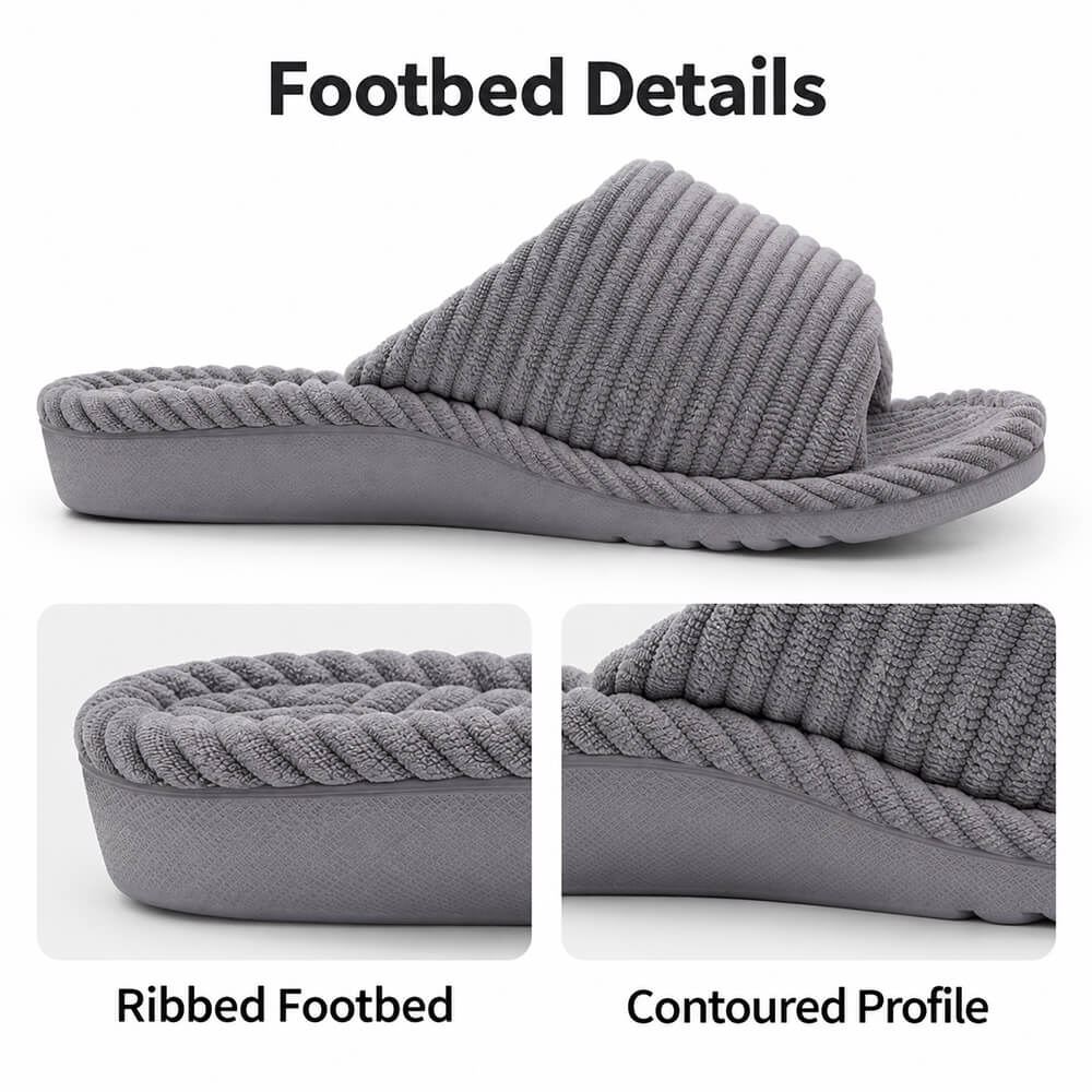 Arch Support Slippers Women Corduroy Velvet Lined Non Slip Winter